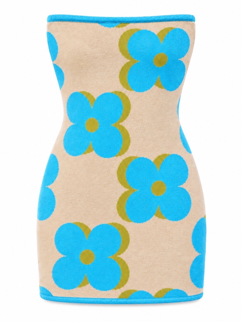 Bailey Rose Beige Blue Floral Strapless Bodycon Mini Dress S